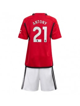 Manchester United Antony #21 Replika Hemmakläder Barn 2023-24 Kortärmad (+ byxor)